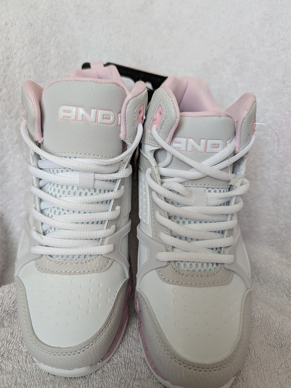 AND1 Kids High-Top Sneakers in White and Light Pink